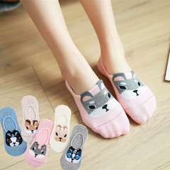Summer new style Korean cartoon socks for women, Japanese non-slip cotton socks, boat socks, puppy style women's invisible socks, socks