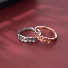 爱洛奇 s925银戒指女韩版复古光面铜钱食指戒个性气质手饰品J7816