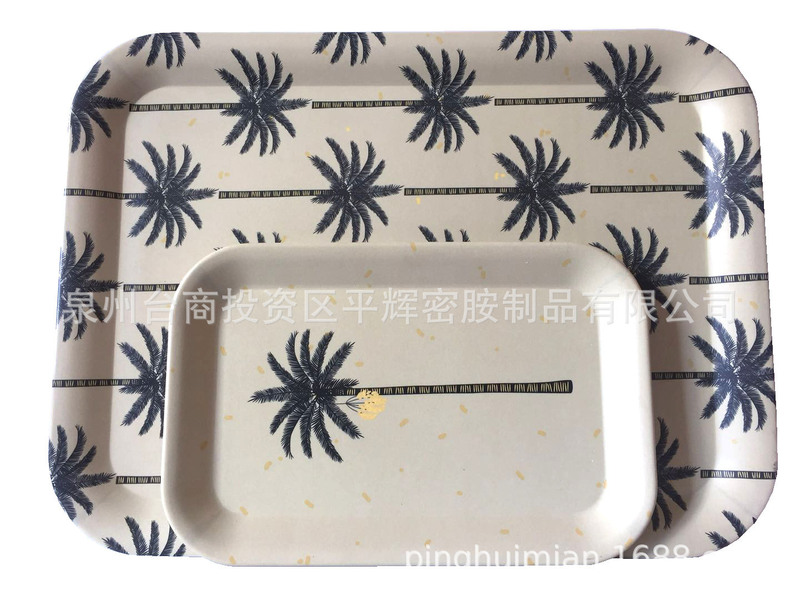 Melamine 44*33cm Frosted Rectangular Tray and 29*19cm Matte Set over Detection Tray Coconut Tree Design Melamine 44*33cm Frosted Rectangular Tray and 29*19cm Matte Set over Detection Tray Coconut Tree Design