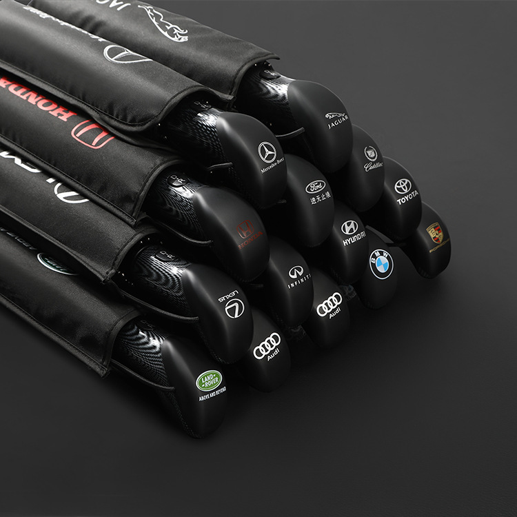 Fiber Handle Automatic Trifold Automatic Sunshade Car Advertising Umbrella Business Gift Car Label Umbrella Sunny and Rain Umbrella