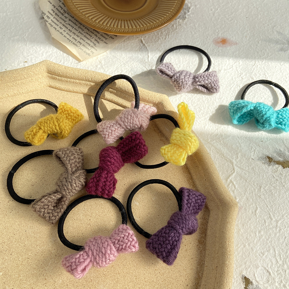 Cute Bow Knot Pure Color Wool Hair Rope display picture 14