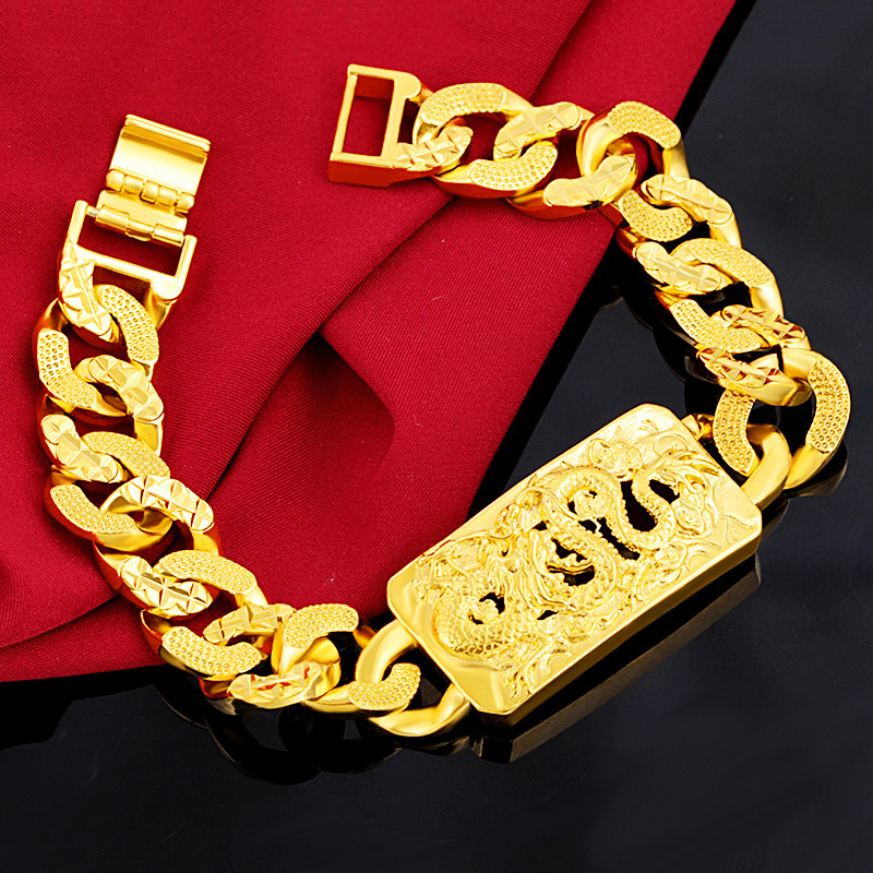 Vietnam sand gold factory direct wholesale cross-border jewelry wrist chain copper plated 24k gold men's bracelet gift Vietnam sand gold factory direct wholesale cross-border jewelry wrist chain copper plated 24k gold men's bracelet gift