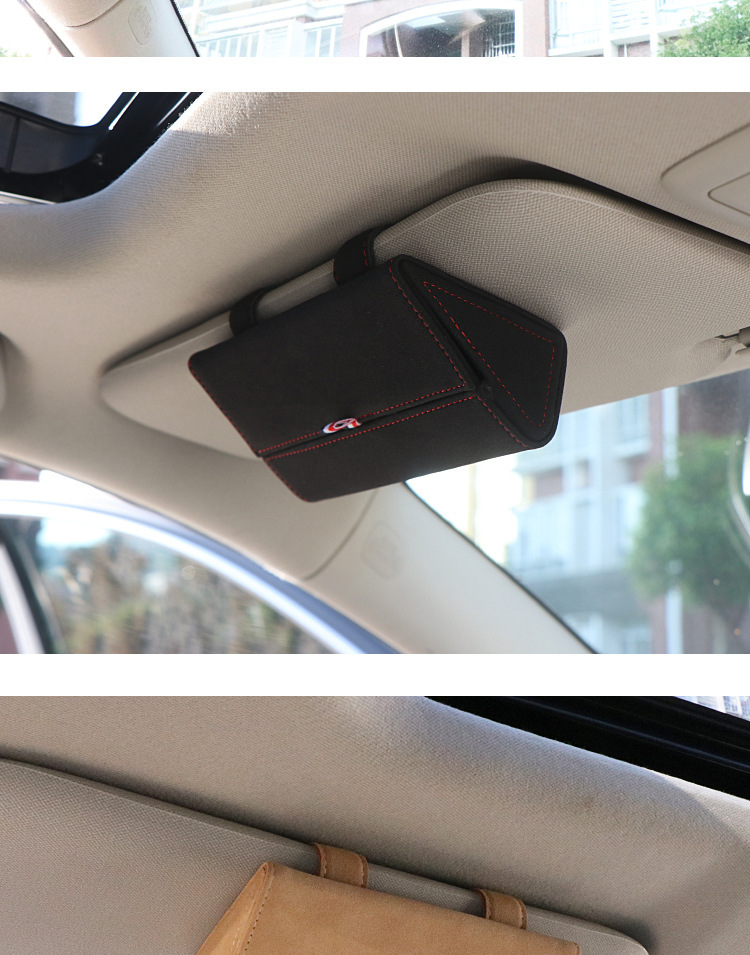 High-End Multifunctional Car Glasses Holder, Leather Car Sun Visor Storage Box, Car Sunglasses Holder