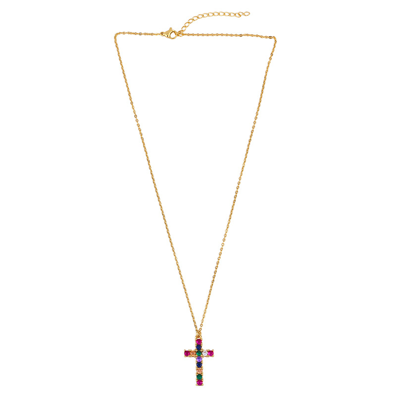 New necklace Cross Our Lady Pendant Necklace with Color Zircon Necklace