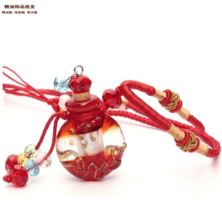 中国精油饰品网红色扁圆双扣绳巴洛克琉璃瓶项链3.jpg
