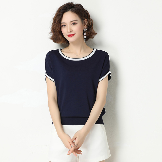 Short sleeve T-shirt women’s thin ice silk T-shirt summer T-shirt women’s loose blouse