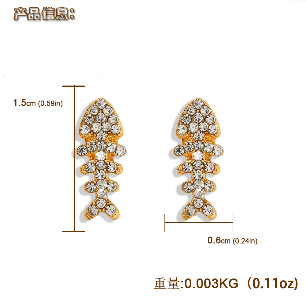 Fashion Paperclip Diamond Earrings New Fishbone Stud Earrings display picture 1