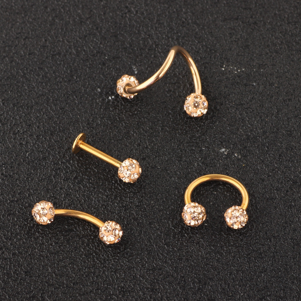 8-Piece Stainless Steel Lip Nails Eyebrow Nails Nose Nails Belly Button Ring Piercing Jewelry Set Rose Gold detail image 7
