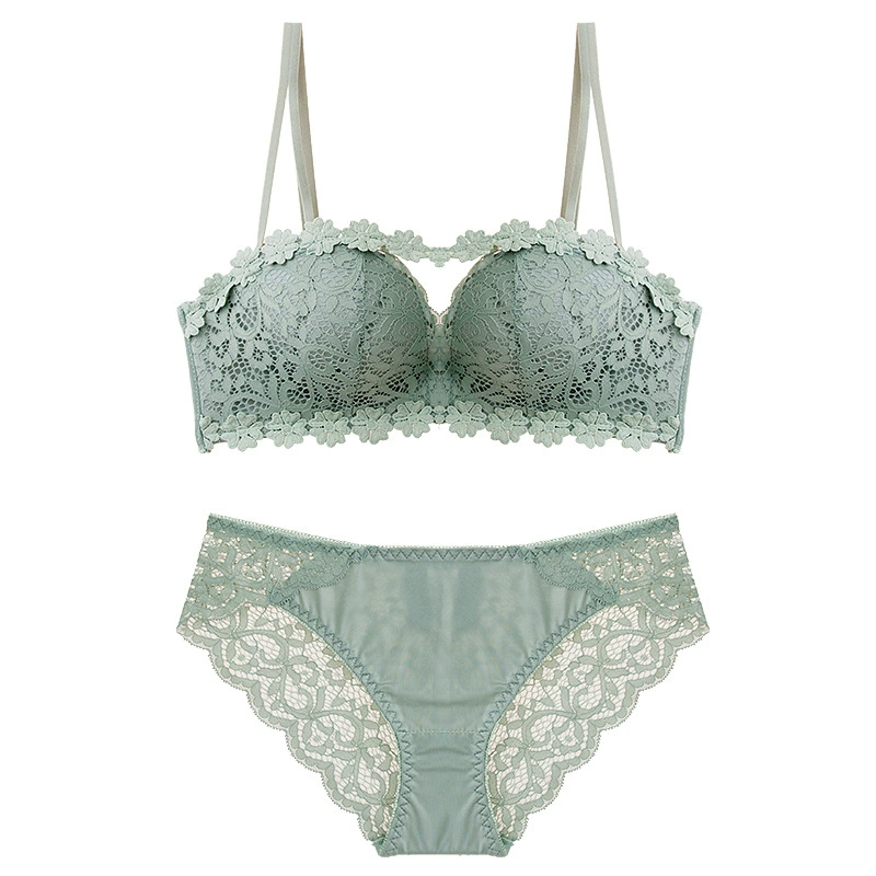 Lace supporting wireless bra, sexy set