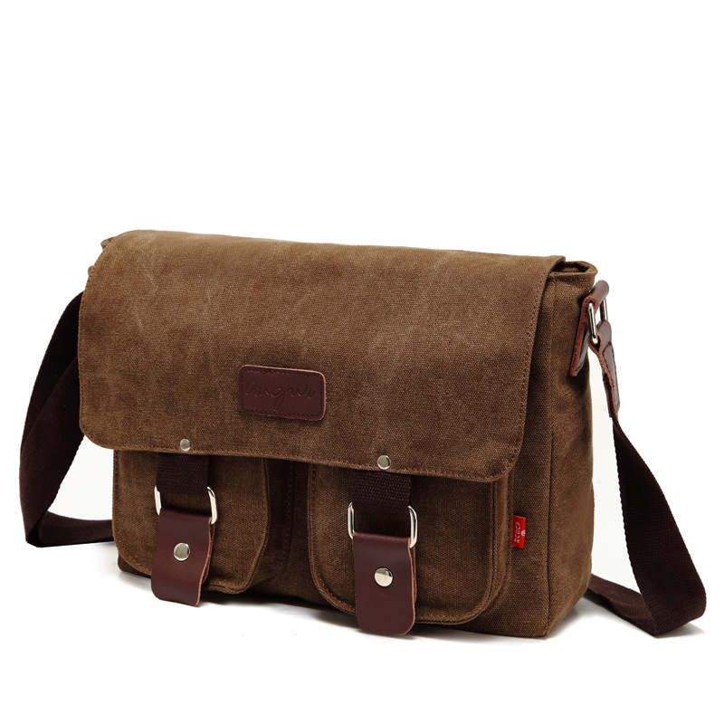 AUGUR bolsa de lona casual bolso vintage bolso de hombro de los hombres bolsa de mensajero horizontal de los hombres y las mujeres de una sola pieza de entrega