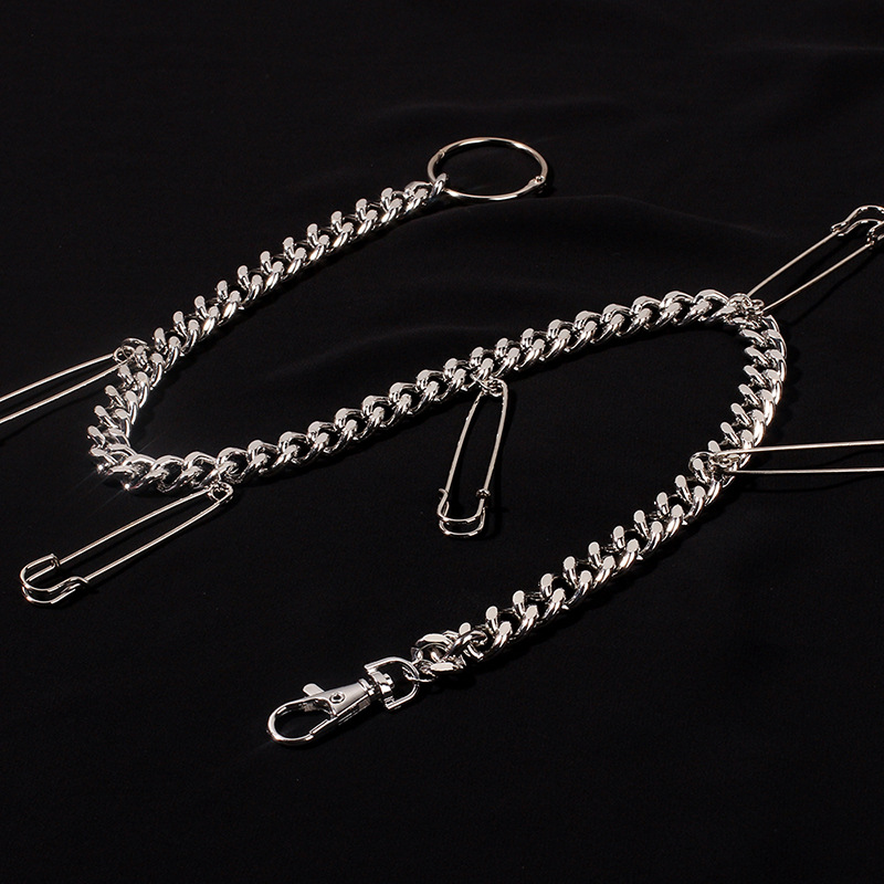128g Weight Waist Chain Classification Alloy Material Unisex Gender Hip-Hop Style Silver Color New Fashion  Trend Paper Clip  Hip Hop Belt Pants Chain 7
