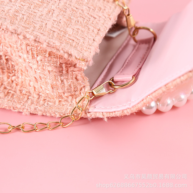 Chanel estilo corona de los niños arco colorido boutique moda portátil perla crossbody bolso las muchachas 714