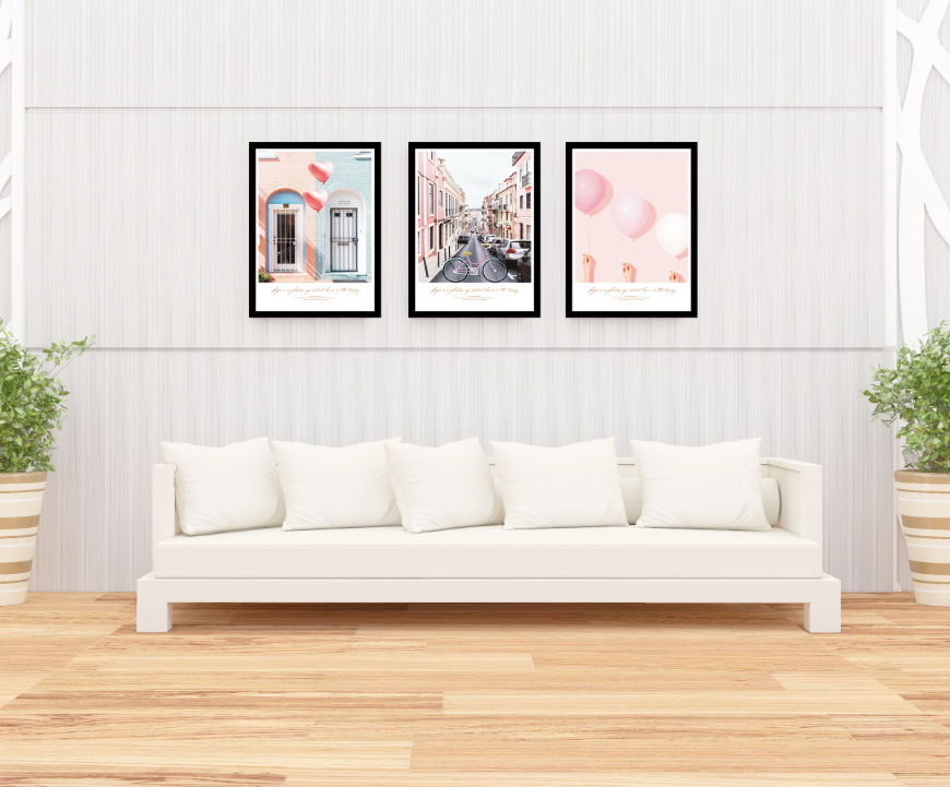 Adhesive canvas painting on wall
