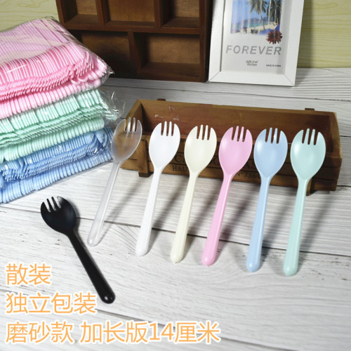 Disposable plastic spoon and fork, sand-roughened cake fork, dessert spoon, fruit salad fork, Western pastry spoon, bulk wholesale
