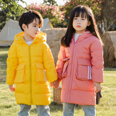 2020 winter New products Mid length version children Down Jackets Korean Edition thickening Children's clothing source factory On behalf of