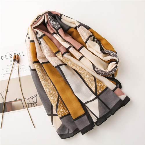 Silk scarf autumn thin Korean style cotton and linen scarf women's Dongdaemun shawl outer wear dual-purpose versatile Korean scarf thickened