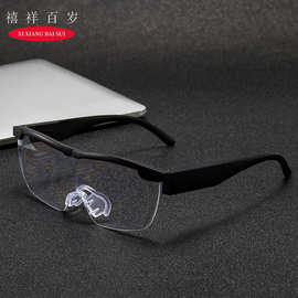 跨境TV一体放大眼镜LED防蓝光老花眼镜1.6倍功能眼镜带灯老年镜