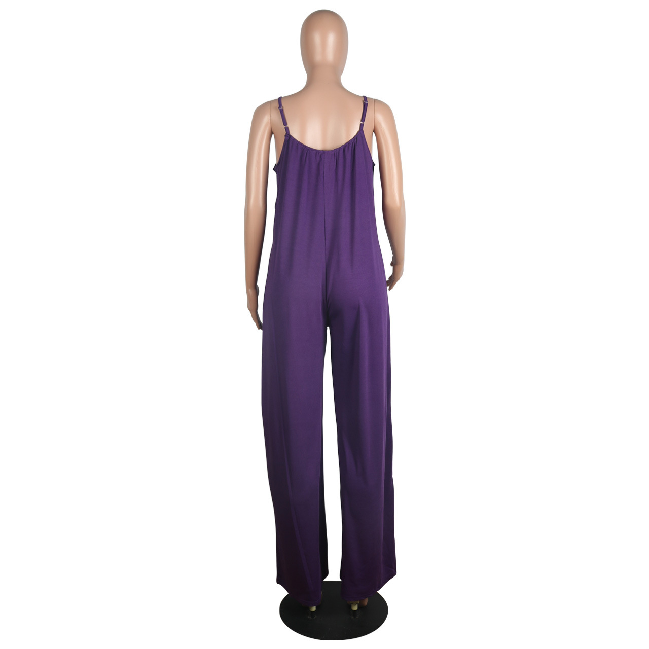 Sexy Sling Solid Color Wide Leg Jumpsuit