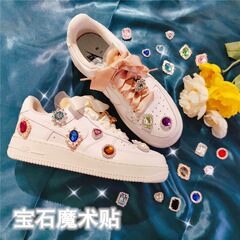 White sneakers, canvas shoes, leather shoes DIY sneaker makeover: Pearl, rhinestone, gemstone, and Velcro-inspired Chanel-style shoe upper decorative stickers