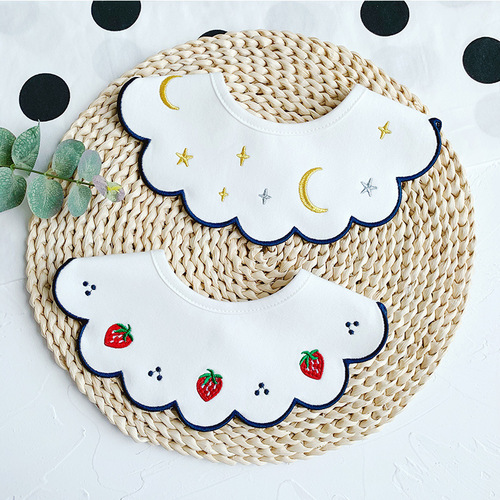ins Korean version 360 rotatable cotton baby bib embroidered baby saliva towel 0-2 years old trendy one-year-old bib