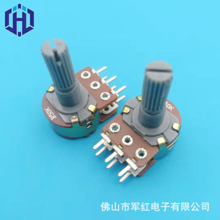 供应wh148系列绝缘塑胶柄双联旋转碳膜电位器 调光调速调温b50k