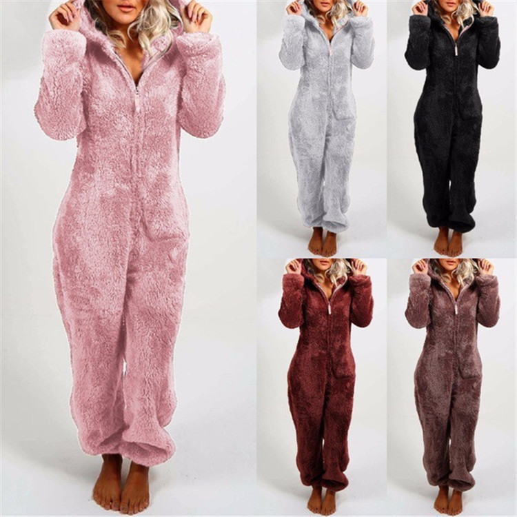 Casual Solid Color Pajama Sets Polyester Zipper Patchwork Pants Sets Lingerie & Pajamas display picture 1