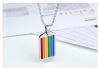 Epoxy resin, rainbow pendant stainless steel, necklace, round beads, Birthday gift, 6 colors