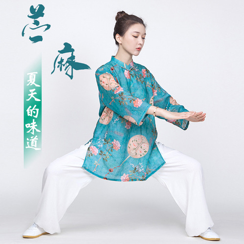 Tai Chi Clothing wushu tai ji quan Kung Fu uniforms For women and men female elegant thin linen cotton and linen trousers tai chi uniforms ramie garments