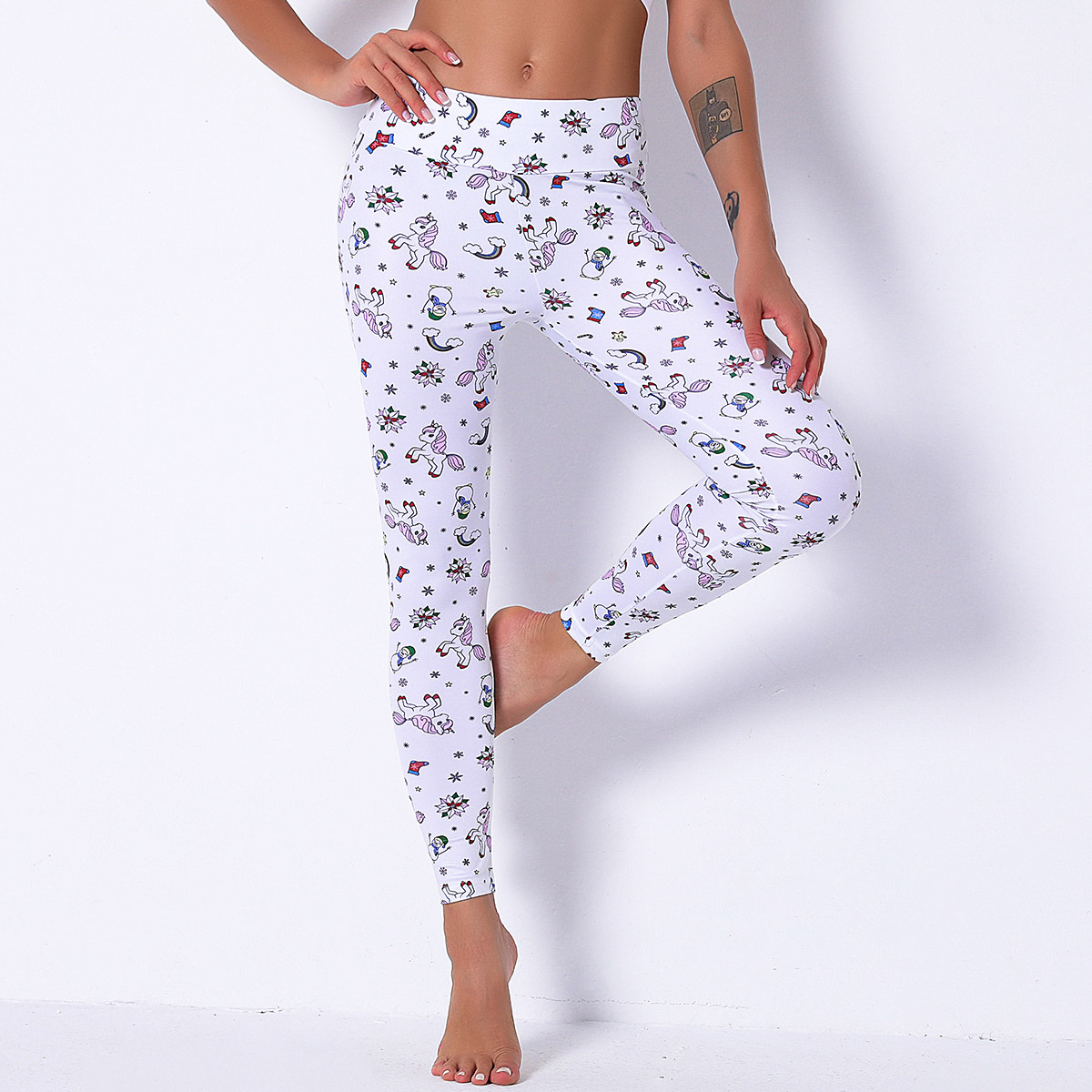 Breathable and quick-drying printed high waist tight elastic yoga pants  NSNS10709