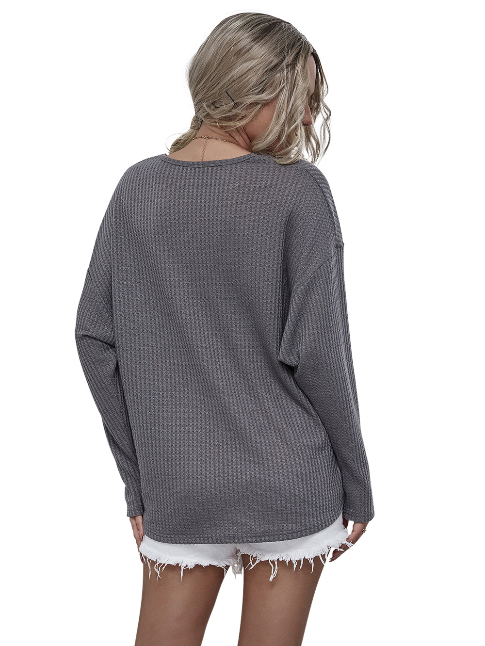 Autumn new knitted V-neck mesh fashion casual women s sweater  NHDF49