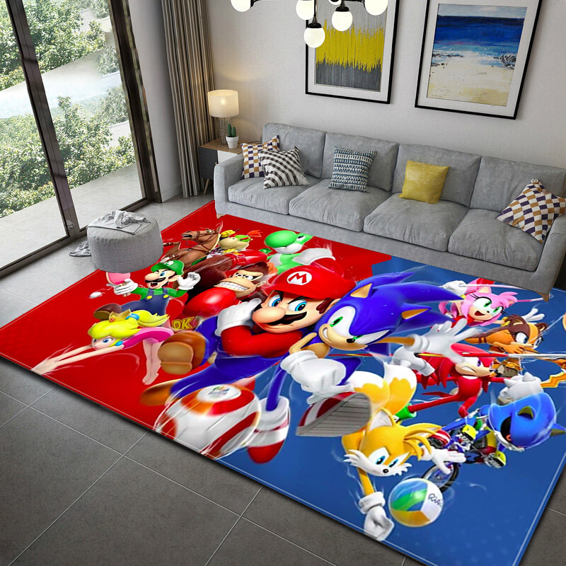 3D卡通地毯 超级玛丽卡通动漫印花客厅卧室地毯 创意儿童爬行地垫