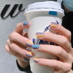 美甲氣質漸變簡約短款穿戴甲成品貼片假指甲指甲貼片甲片S99
