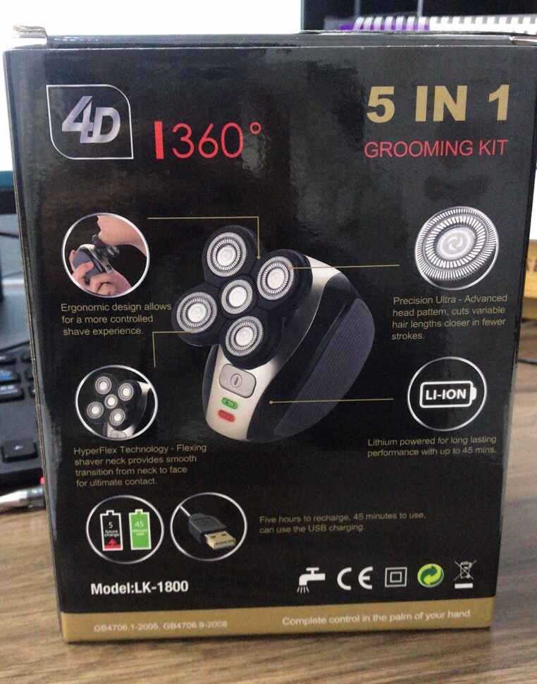 自建站熱銷款5合1多功能電動剃須刀5D刮胡刀光頭剃毛器鼻毛器套裝