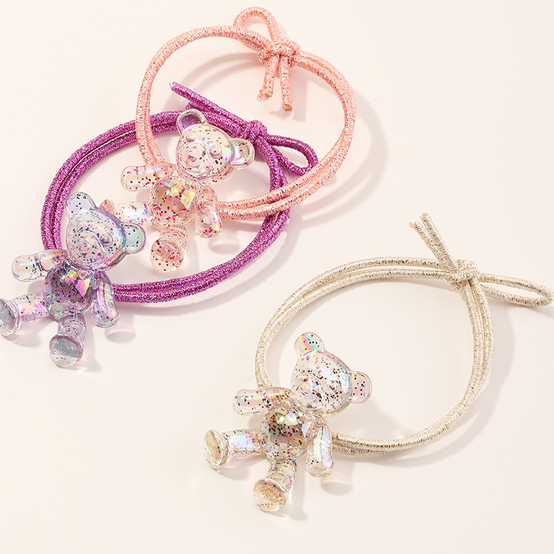 Fashion Transparent Bear Cute Cartoon Hair Accessories Head Rope Rubber Band Set display picture 4