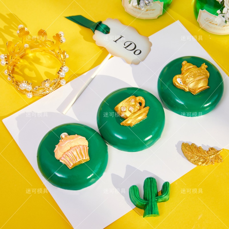 8-pieza plana redonda mousse pastel molde DIY para hornear molde de silicona fondant molde francés pastelería hornear herramienta en stock