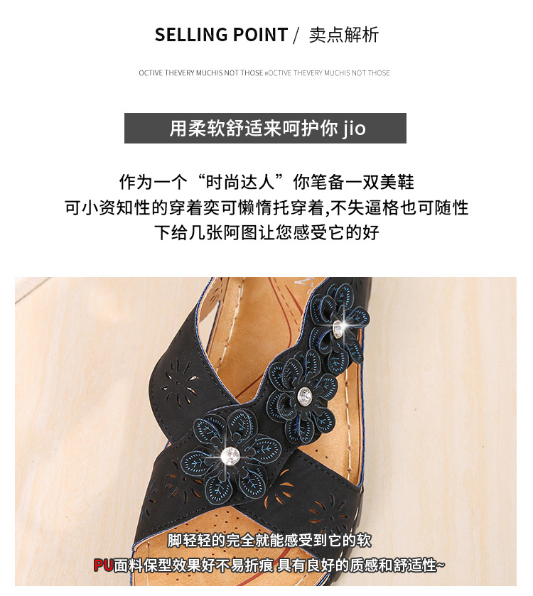 Cross-border best-selling women's sandals, 2021 new summer flower-patterned women's sandals from Europe and America, direct sales from foreign trade women's shoes manufacturer undefined