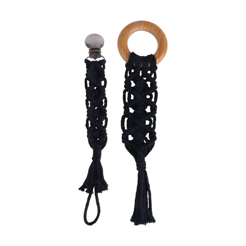 Popular plana pezón clip de haya anillo de juguete de los niños DIY bebé creativo hecho a mano tejido pezón cadena traje