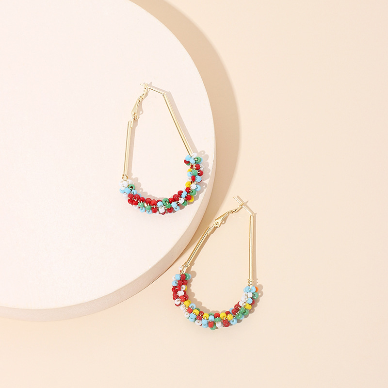 9g Weight Earrings Classification Wedding, Travel, Birthday, Festival Occasion Women'S Gender Bohemian Style Fashion Geometric Rice Beads Bohemian Style Wrap Retro Earrings 3