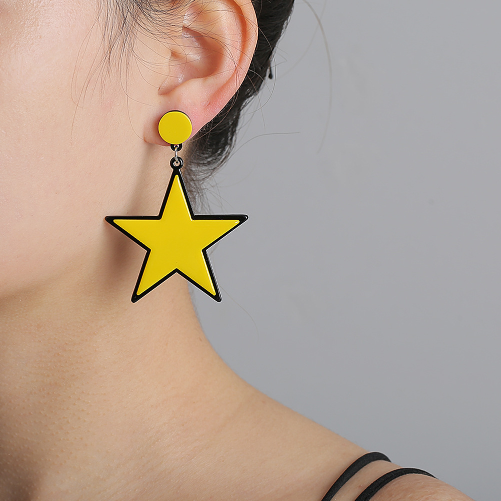 Korean New Fashion Acrylic Pentagram Earrings For Women Wholesale display picture 1