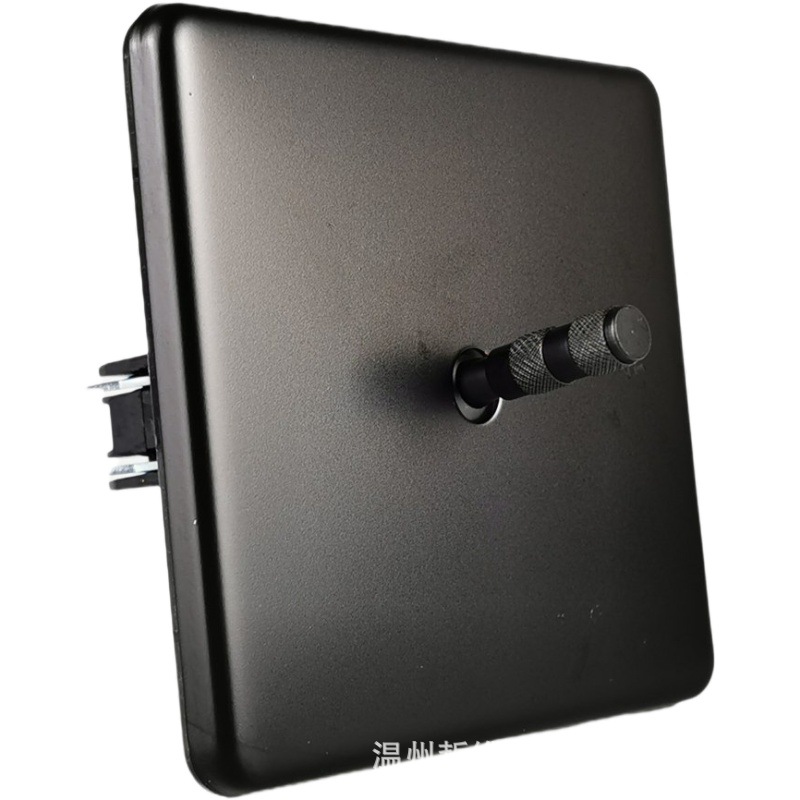 德规开关插座欧标后座不锈钢面板黑色金色拨杆拨动墙壁开关插座