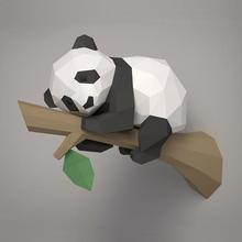 跨境欧美创意3D纸模DIY树上熊猫 工艺品墙挂装饰手工制作