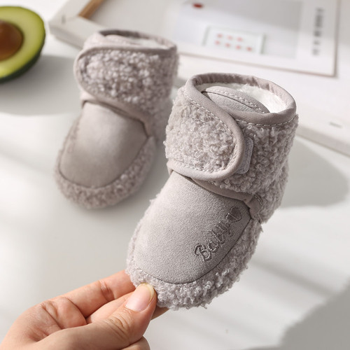 Hansheng baby shoes 0-1 years old cotton shoes baby toddler shoes winter plush style thickened to keep the shoes warm