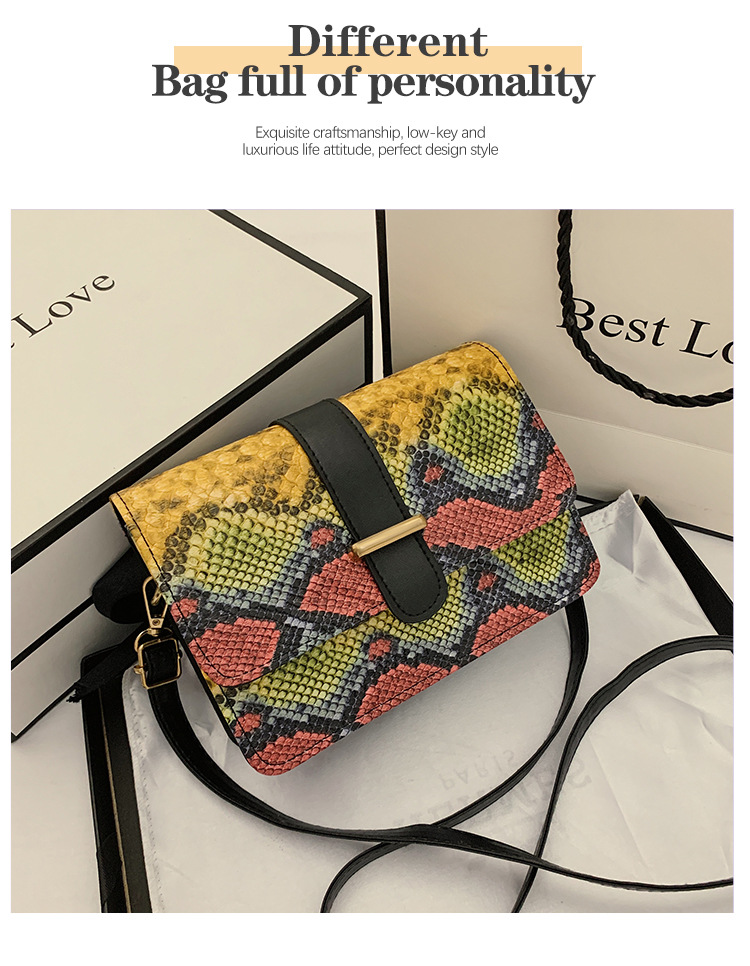 New Fashion All-match Retro Snakeskin Pattern Chain Small Square Bag display picture 39