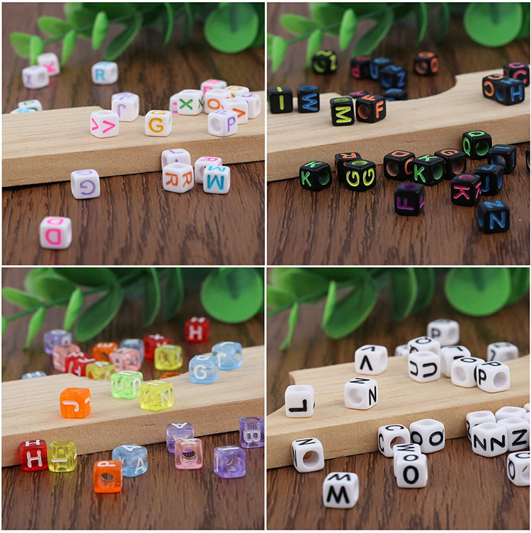 100 dígitos acrílicos DIY letras inglesas cuentas joyerías para niños accesorios de pulseras cuentas cuadradas cuentas sueltas