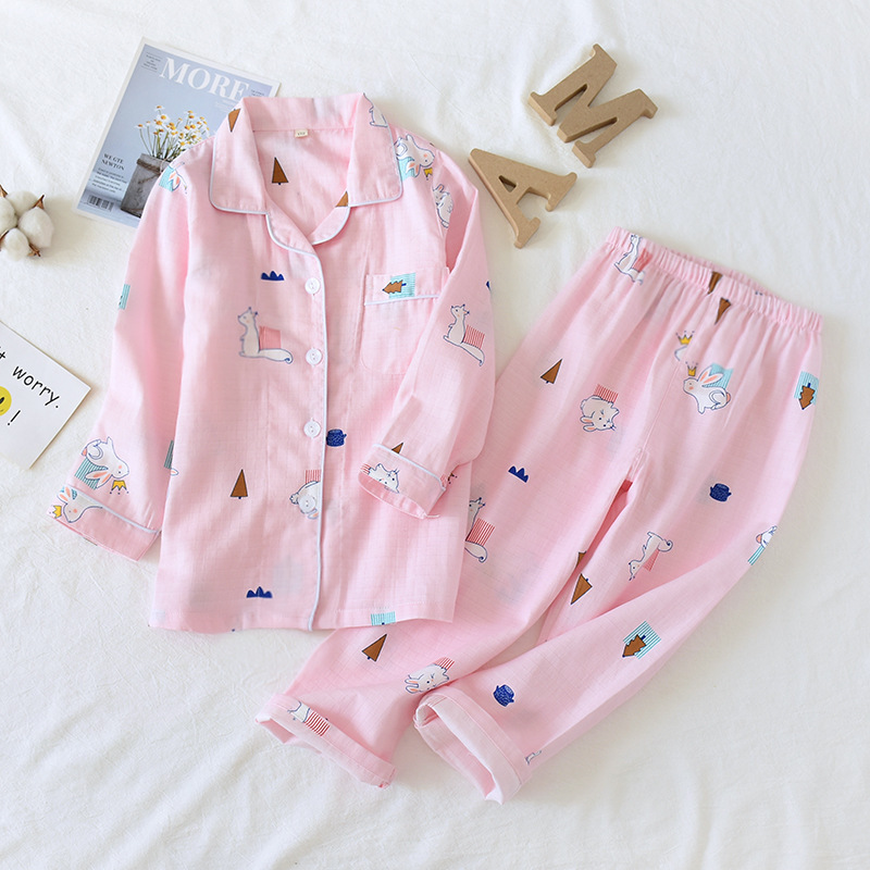 파우더 다크 격자 토끼 거즈 세트