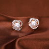 Fashionable earrings from pearl, zirconium, internet celebrity
