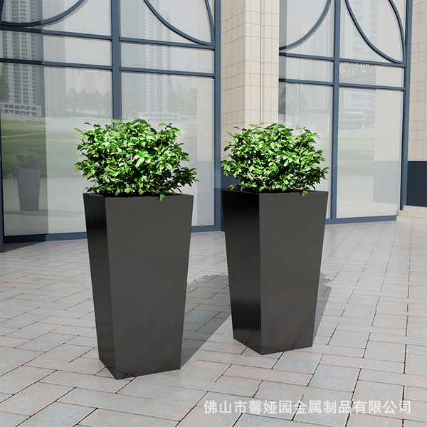 Square black flowerpot stainless steel