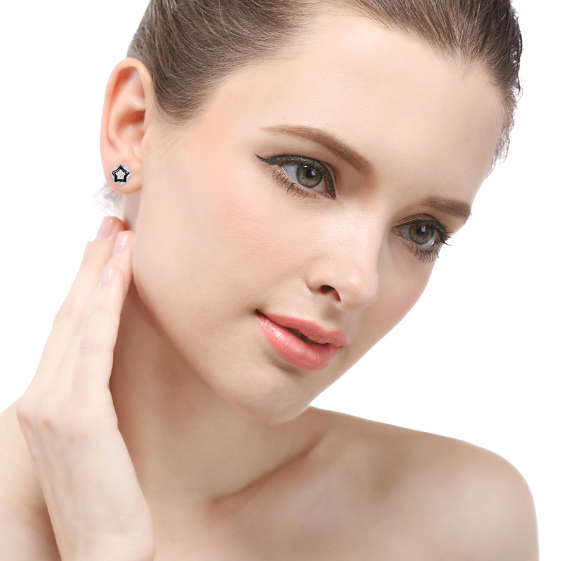 Venta caliente transfronteriza s925 pendientes de circón de plata pendientes de moda retro europeos y americanos pendientes de gota femenina aceite de diamante estrella de cinco puntas Accesorios