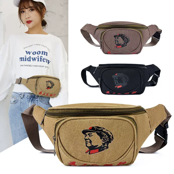Canvas Mobile Phone Waist Bag New Simple Strong Crossbag Lightweight Casual Outdoor Sports Satchel Practical Cash Register Bag