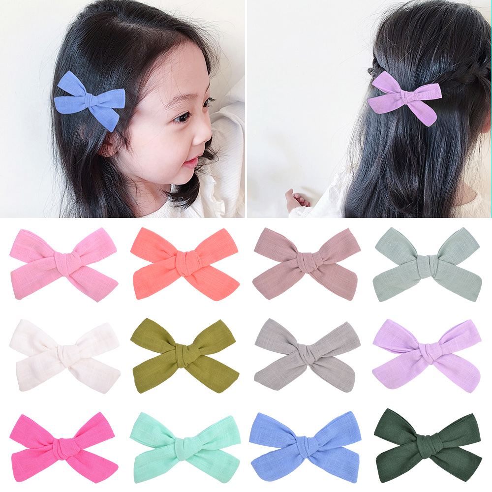 Fashion New Style Solid Color Fabric Bow Hairpin display picture 7